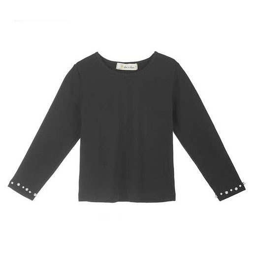 Pearl Trim Top - Black - doe a dear