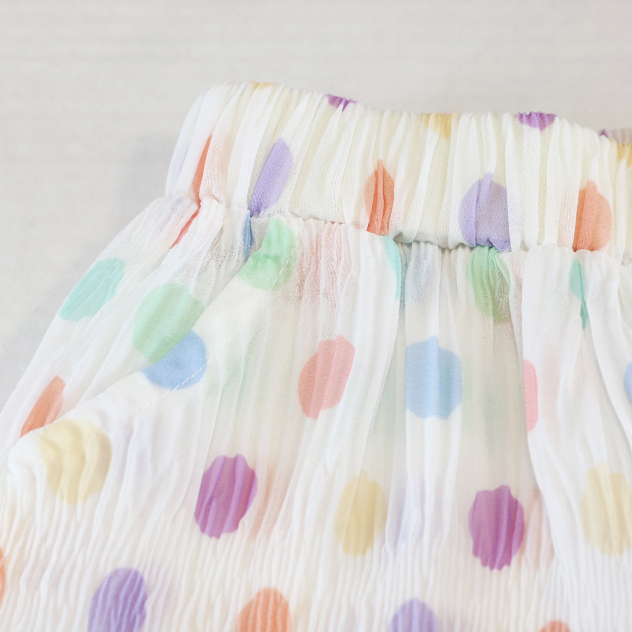 Dot Chiffon Pleat Pants - White - doe a dear