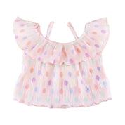 Dot Chiffon Pleat Blouse - Pink - doe a dear