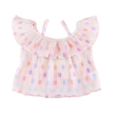 Dot Chiffon Pleat Blouse