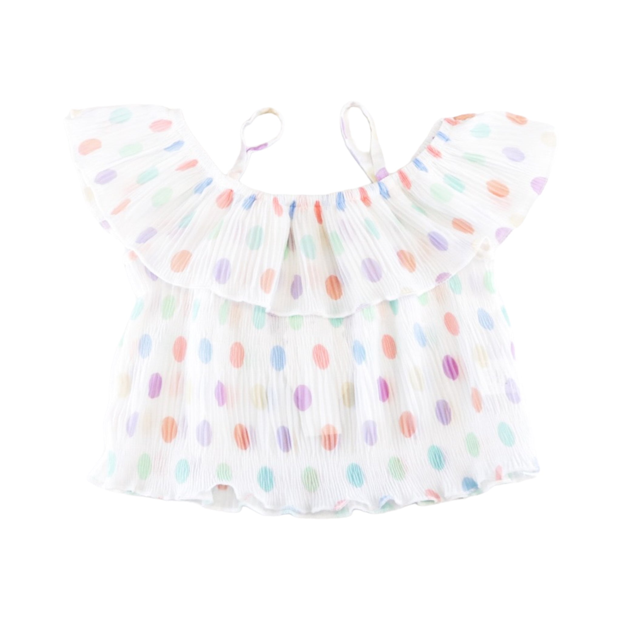 Dot Chiffon Pleat Blouse - White - doe a dear