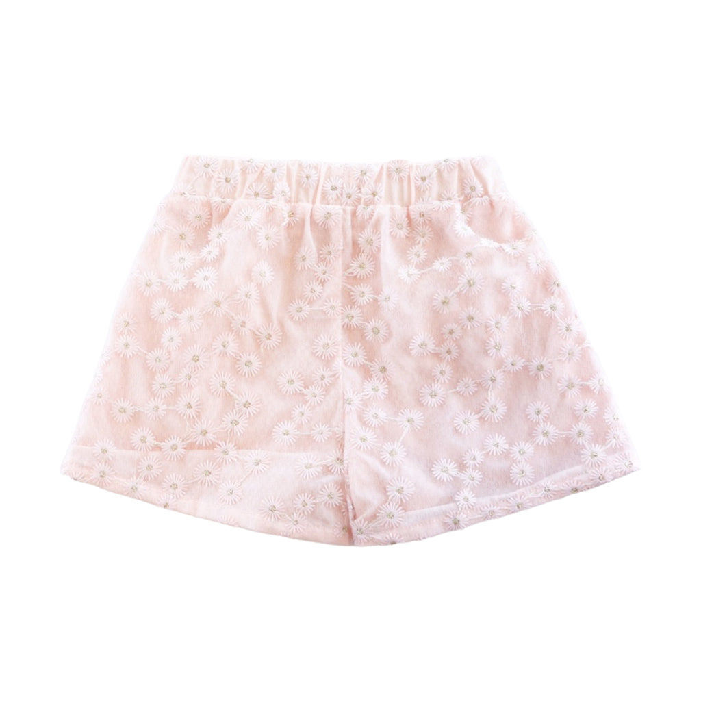 Floral Embroidered Mesh Shorts