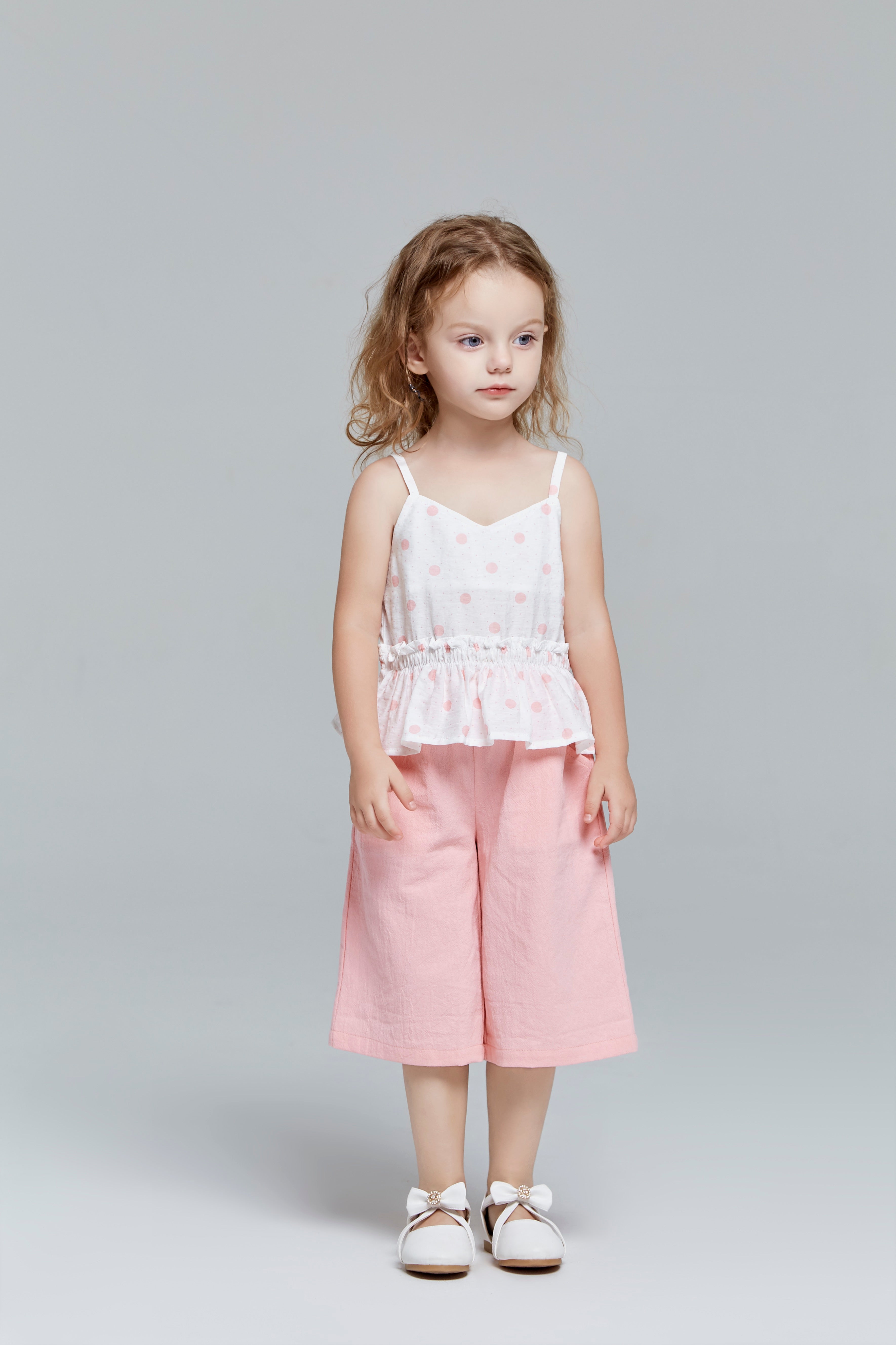 Polka Dots Vest + Culottes Set - Pink - doe a dear