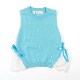 Sweater Vest with Front Pearl & Side Lace