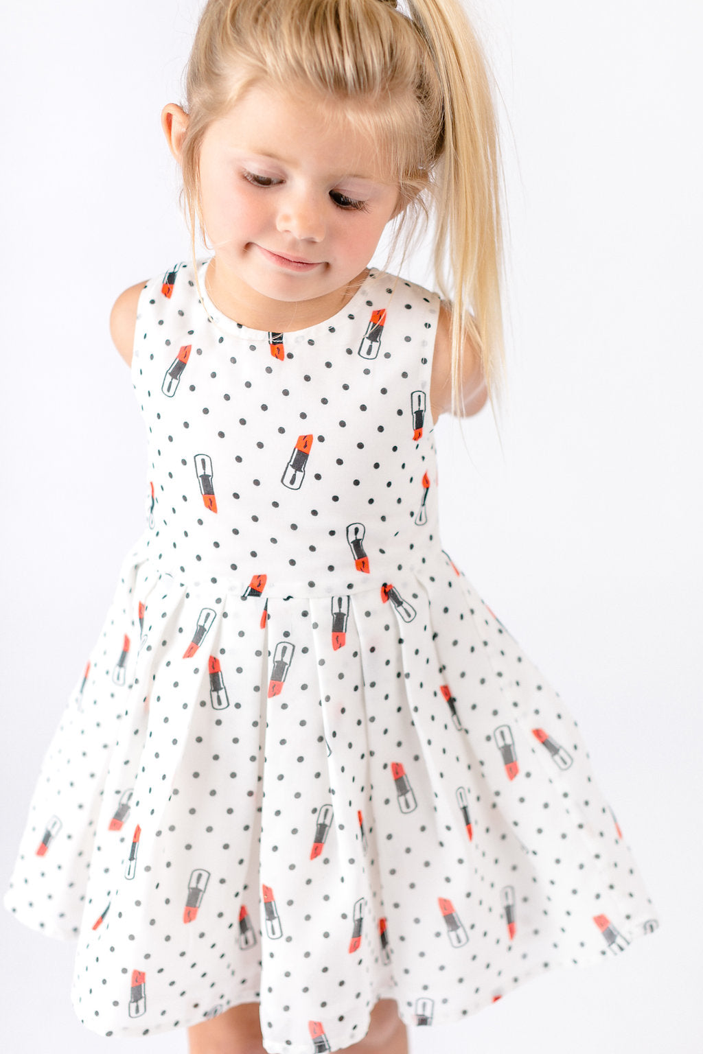 Sleeveless Dotted Lipstick Dress - Doe a Dear 