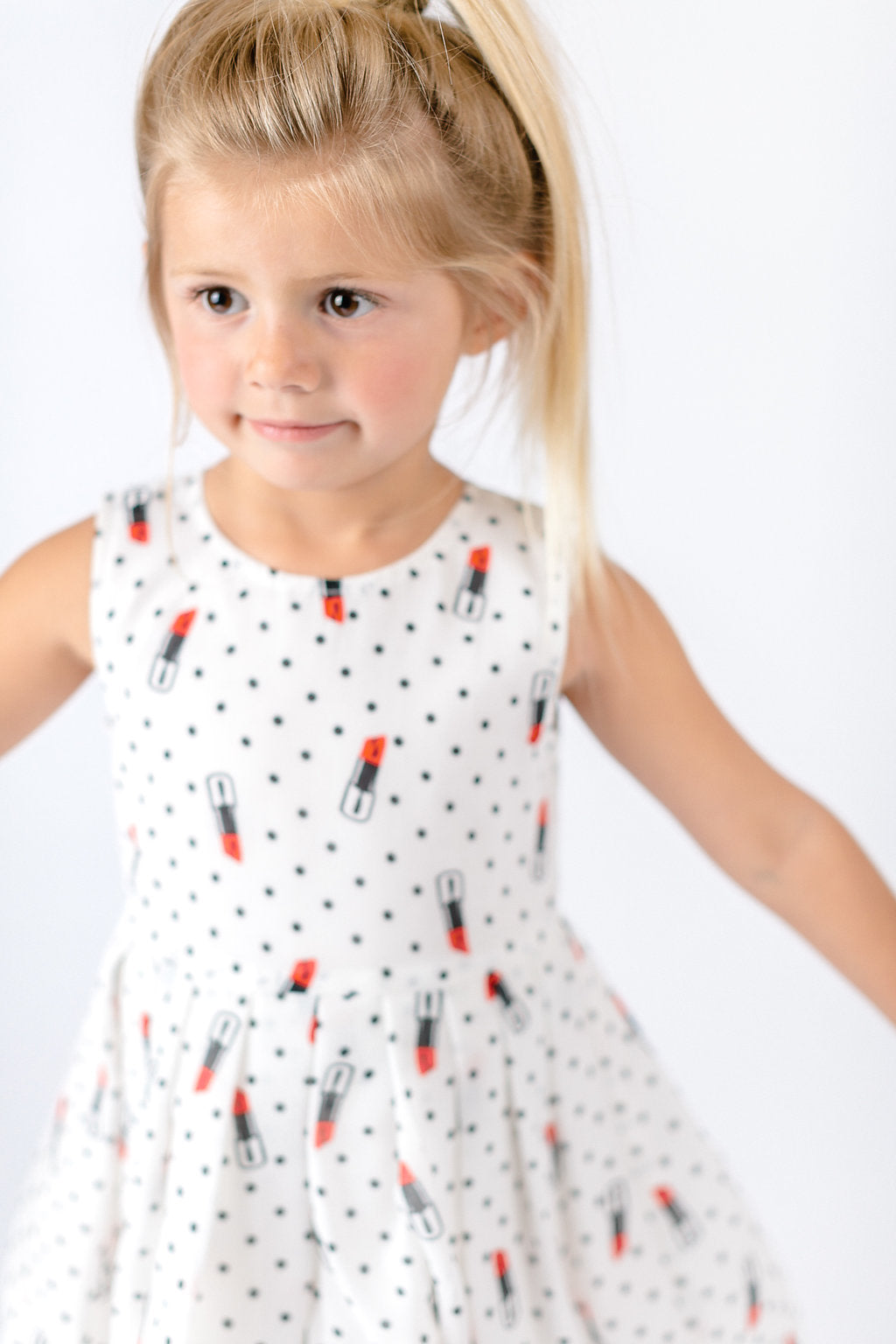 Sleeveless Dotted Lipstick Dress - Doe a Dear 