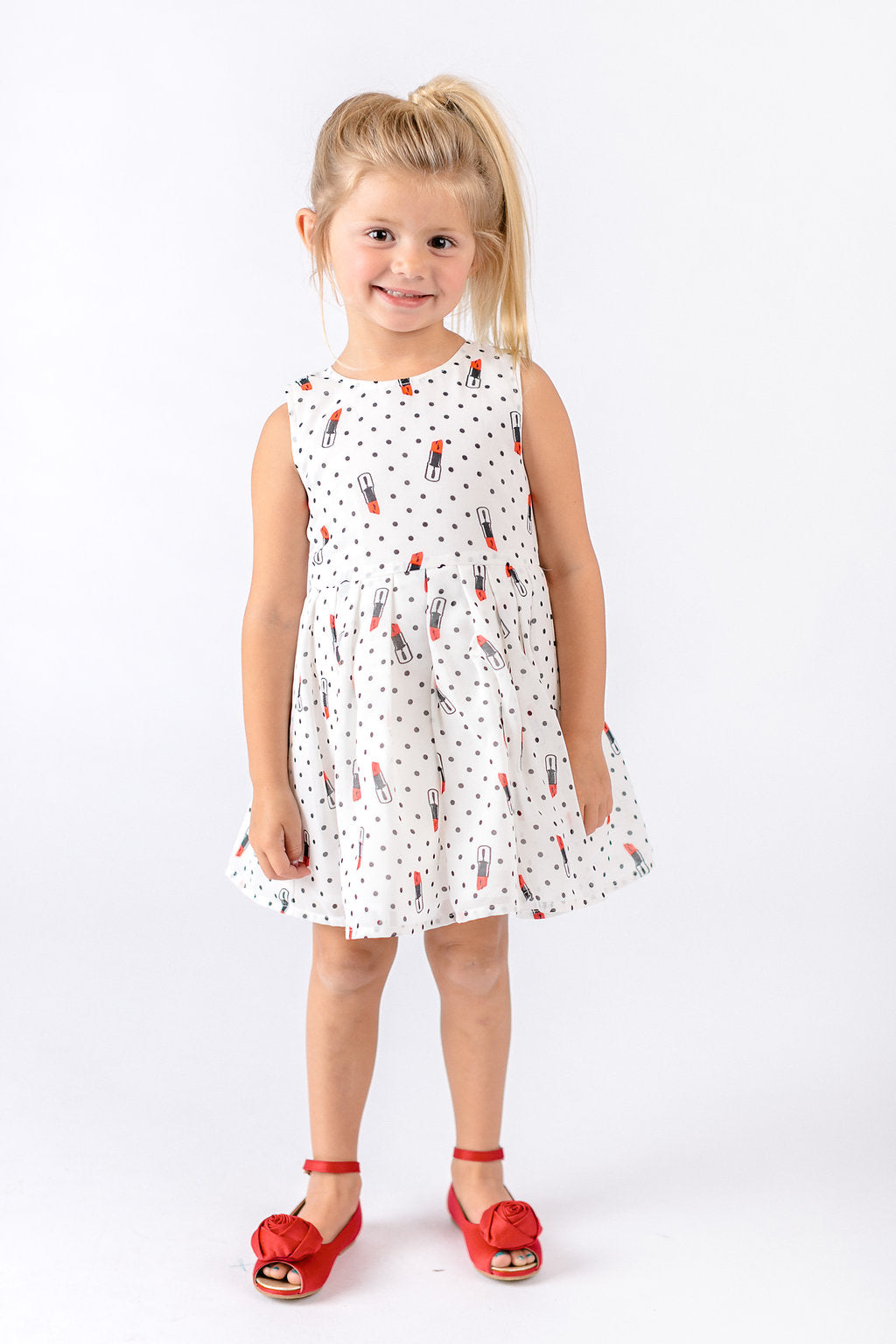 Sleeveless Dotted Lipstick Dress - Doe a Dear 