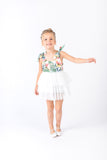 Tie Strap Contrast print Top w/ Three- Tiered Skirt - Doe a Dear 