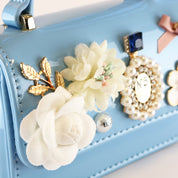 Floral & Charms Patent Leather Purse - Blue - doe a dear