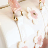 Floral Jelly Barrel Bag - White/Pink