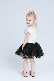 Black Pom Poms Skirt - Doe a Dear 