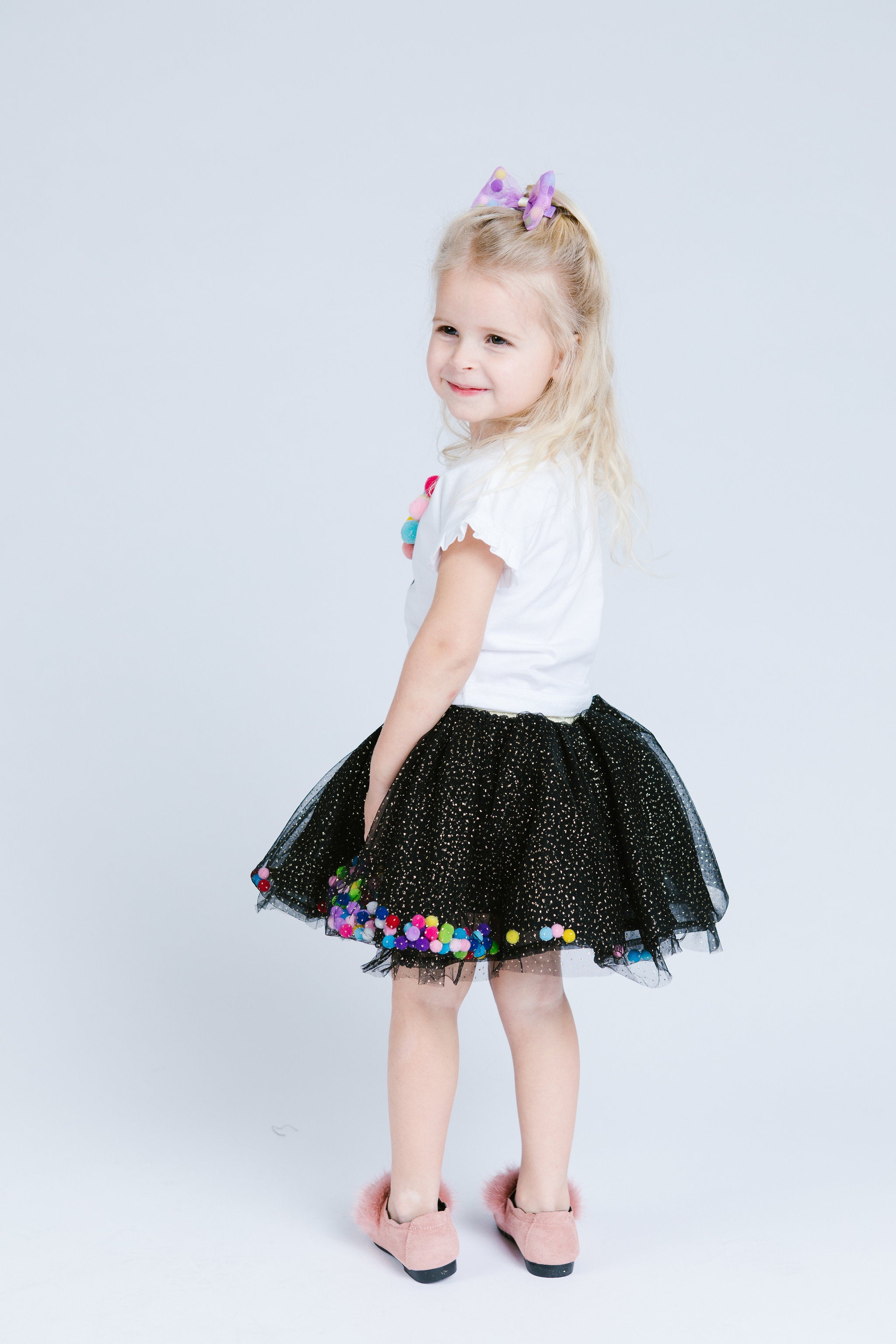 Black Pom Poms Skirt - Doe a Dear 