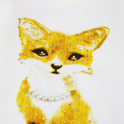 Fox Print Embellished Top - White - doe a dear