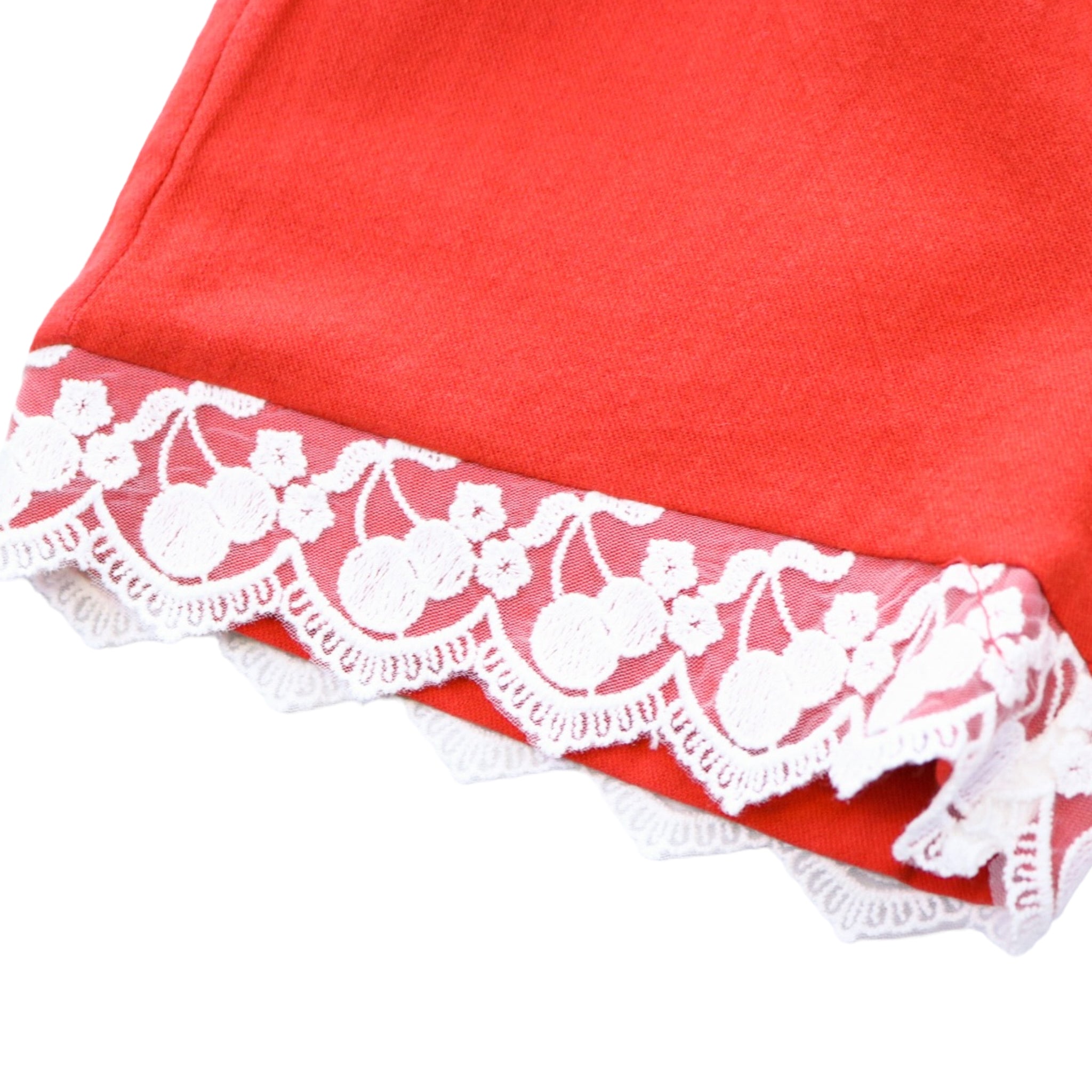 Elastic Waist Shorts w/Cherry Lace Hem Detail