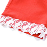 Elastic Waist Shorts w/Cherry Lace Hem Detail