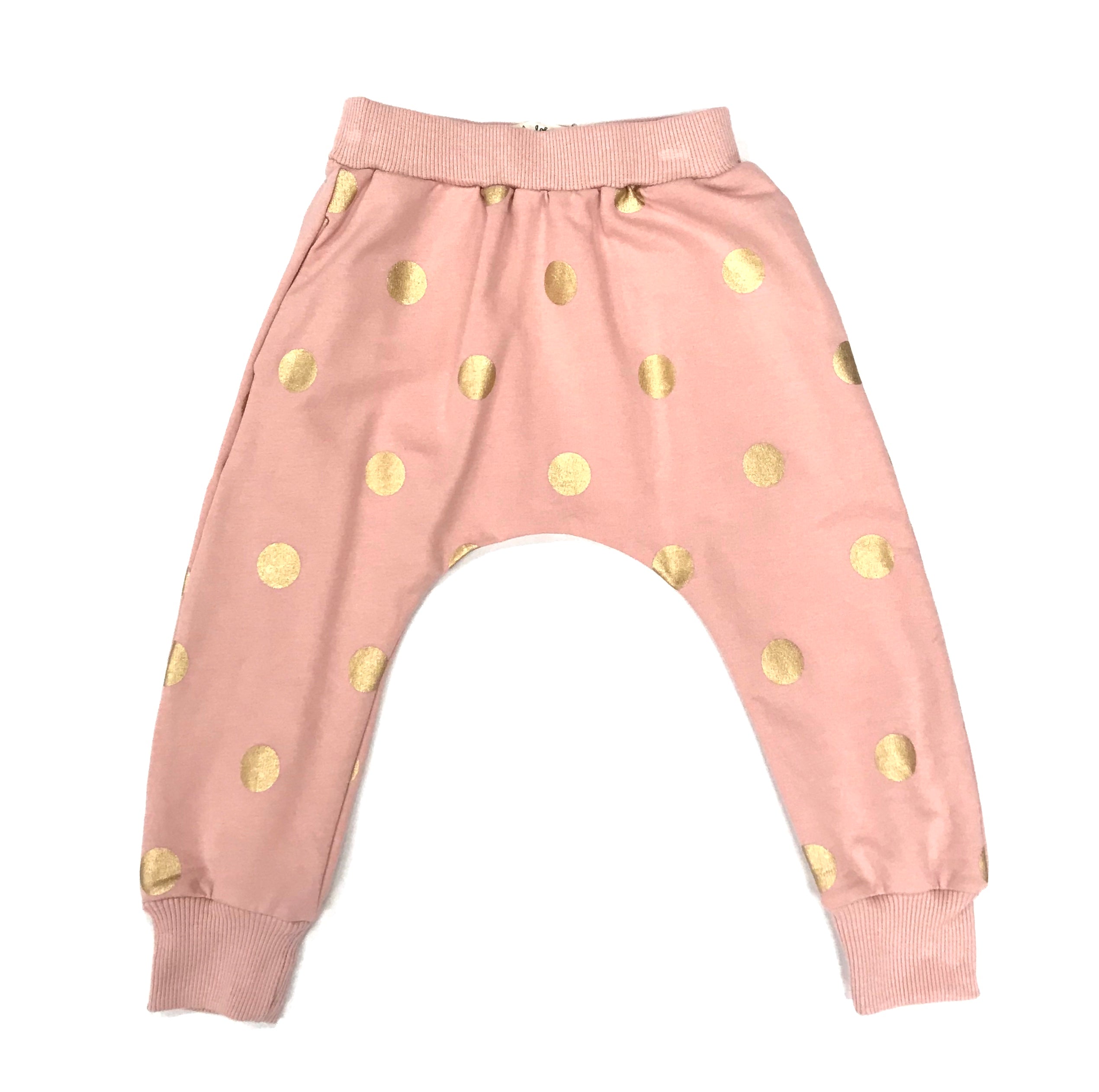 Gold Foil Dots Joggers - Pink - doe a dear