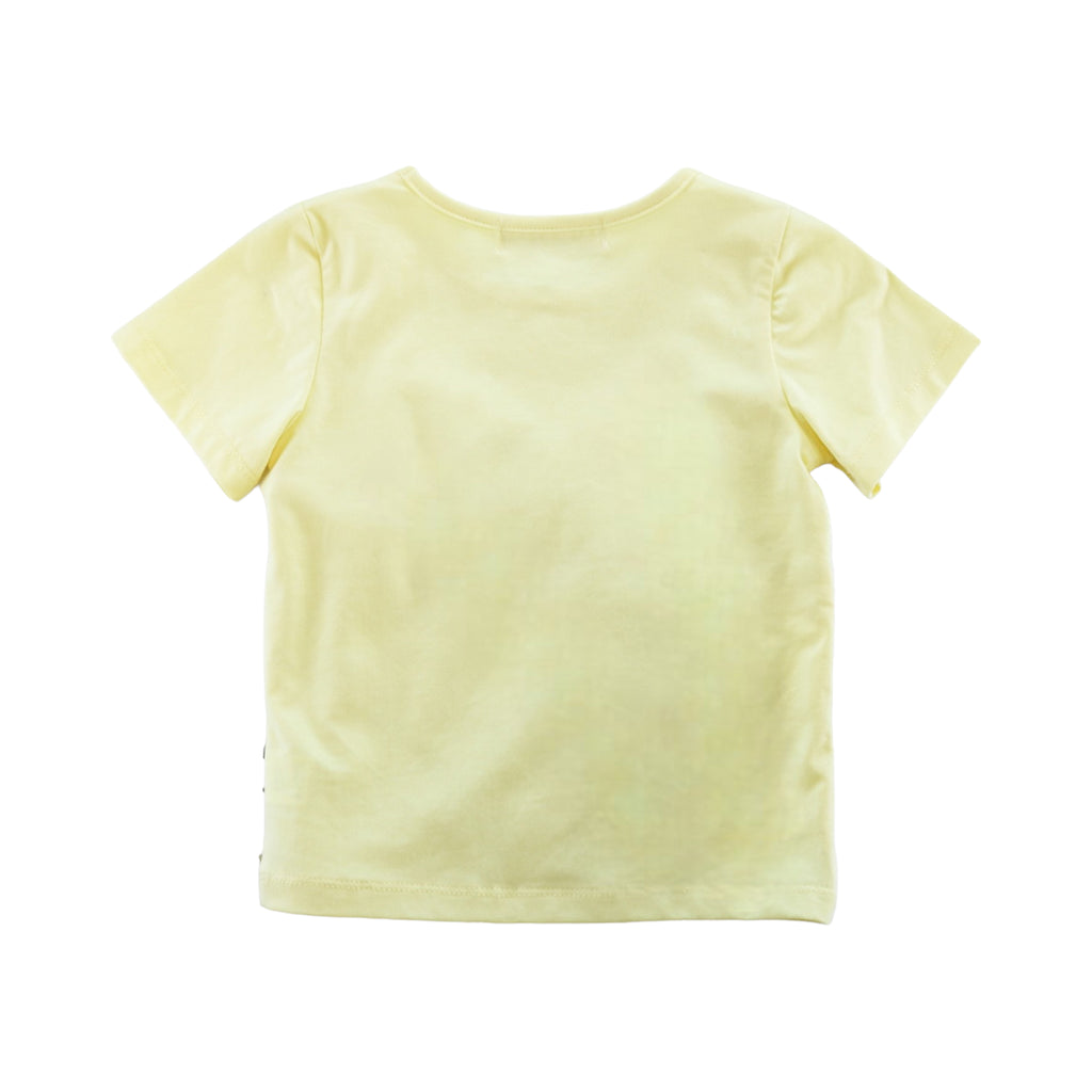 2 in 1 Tee (Flower Sheer Lace Overlay)-Yellow