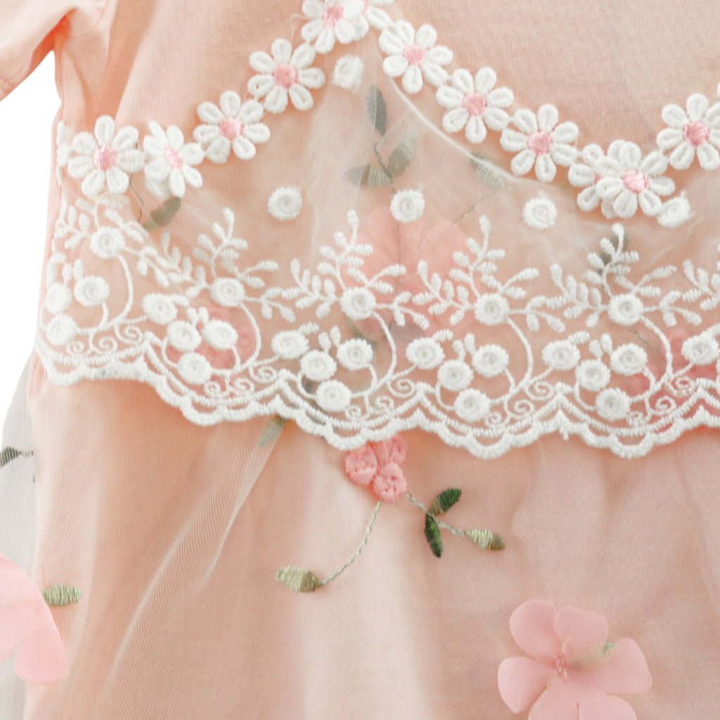 2 in 1 Tee (Flower Sheer Lace Overlay)-Pink – doe a dear