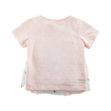 2 in 1 Tee (Flower Sheer Lace Overlay)-Pink