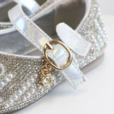 Pearl & Rhinestone Flat Shoes - Silver
