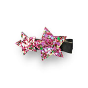 2 Glitter Star Hair Clip - Pink - doe a dear