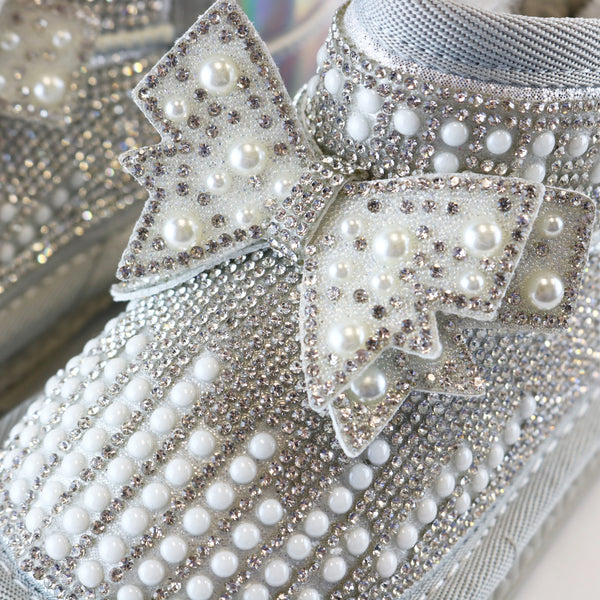Handcraft Bow Rhinestone Boot - Silver - doe a dear