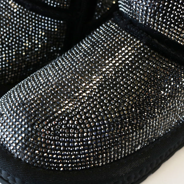 Handcrafted Holographic Rhinestone Boot - Black - doe a dear