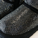 Handcrafted Holographic Rhinestone Boot - Black