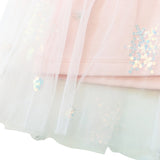 Snowflake Sequin Mesh Layer Dress -Pink