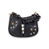 Pearl Studs Mini Leather Shoulder Bag