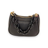 Pearl Studs Mini Leather Shoulder Bag in Black