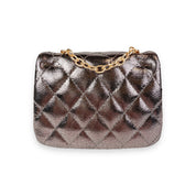 Floral Shiny Quilted Purse - Pewter - doe a dear