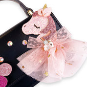 Unicorn & Cherry Applique Purse - Black - doe a dear