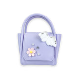 Angel Wing & Charms Leather Satchel Bag in Purple