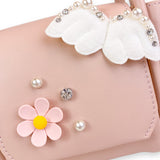 Angel Wing & Charms Leather Satchel Bag in Pink