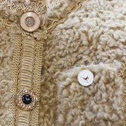 Novelty Buttons Boucle Coat - Camel