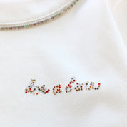 Rhinestone Logo Top - White - doe a dear