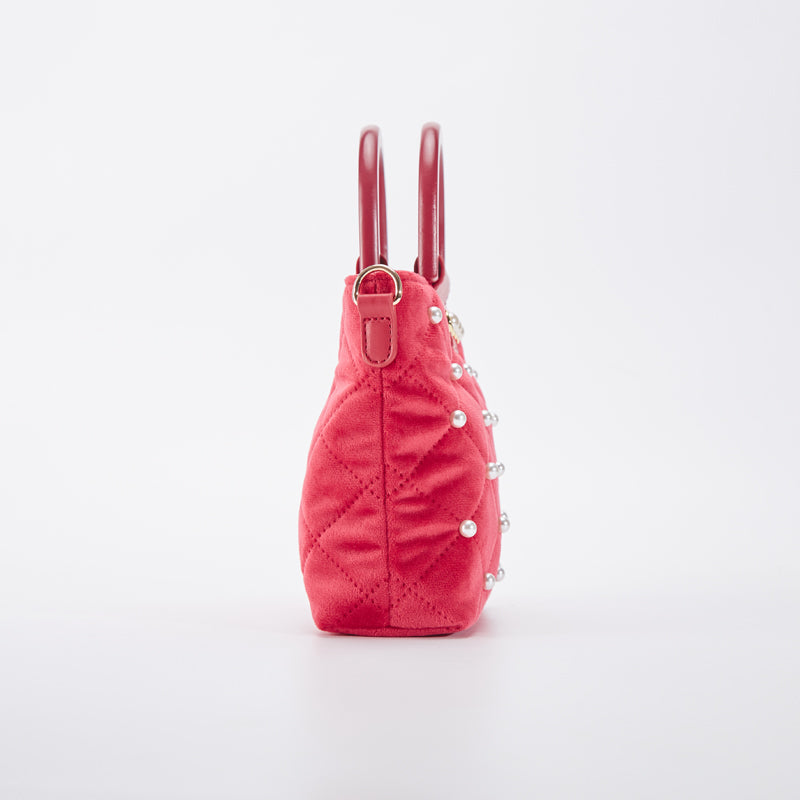 Pearls Quilted Velvet Bag - Wine - doe a dear