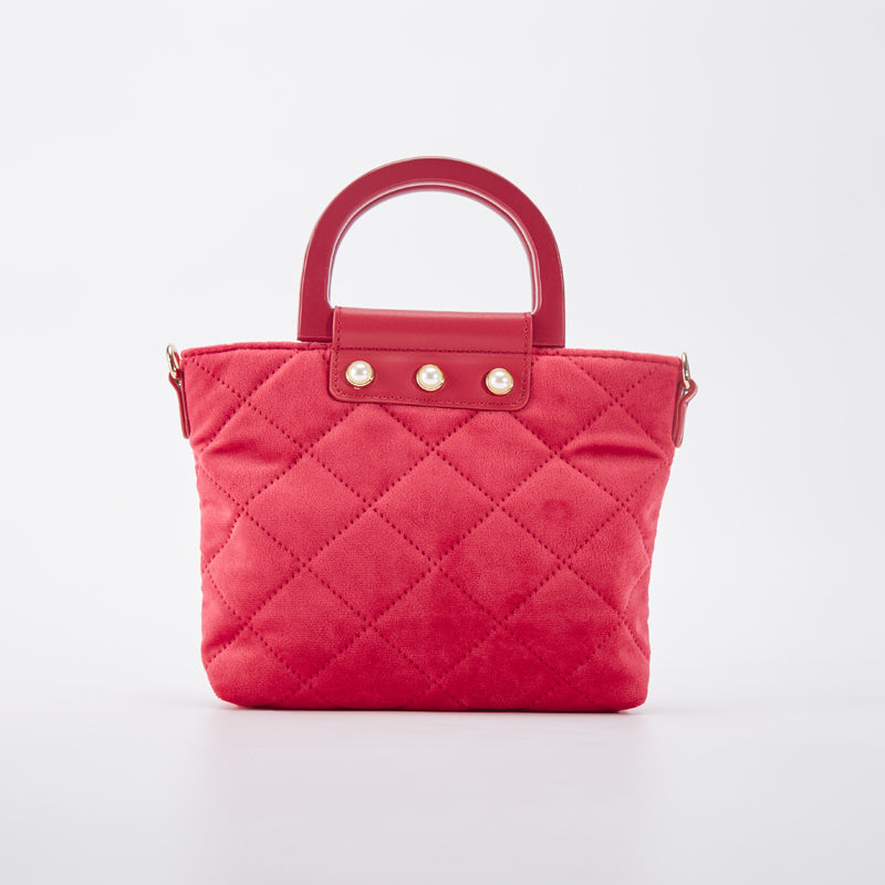 Pearls Quilted Velvet Bag - Wine - doe a dear