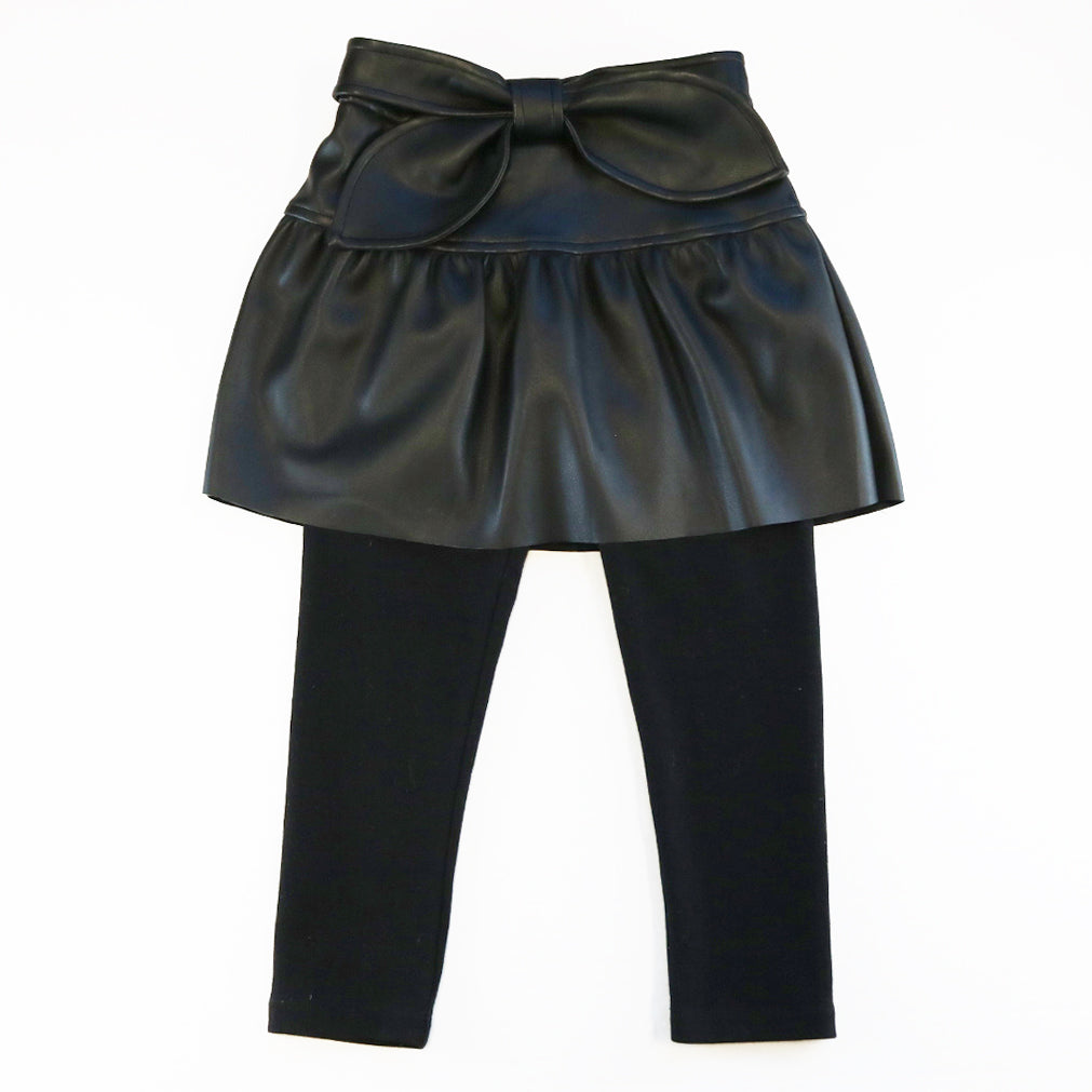 Leather Bowtie Skeggings - Black - doe a dear