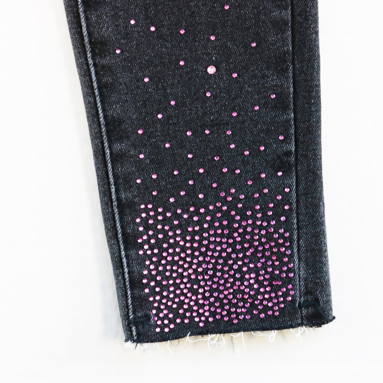 Pink Rhinestone Elastic Jeans -Black - doe a dear