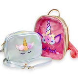 Unicorn Purse & Backpack set Gold/Blue