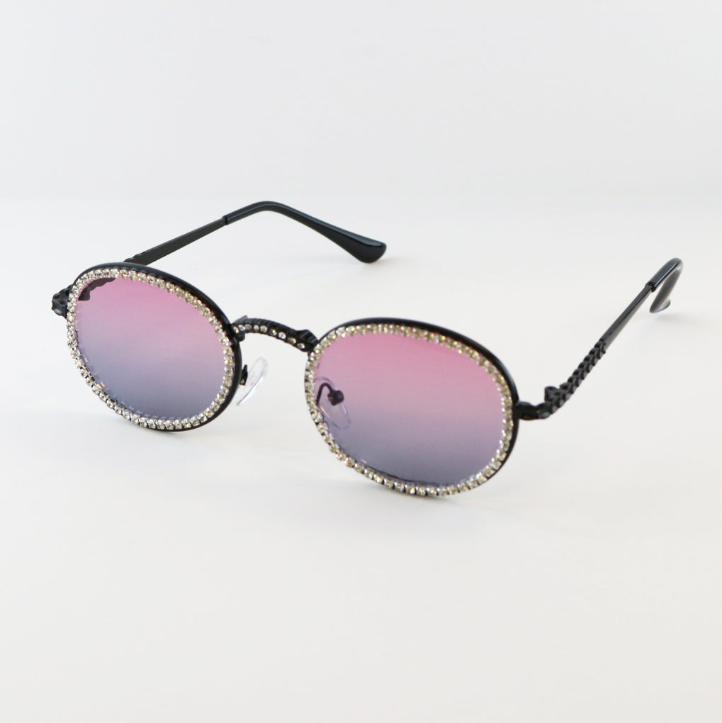 Oval Rhinestone Sunglasses - Gradient