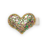 Glitter Heart Hair Clip - Gold