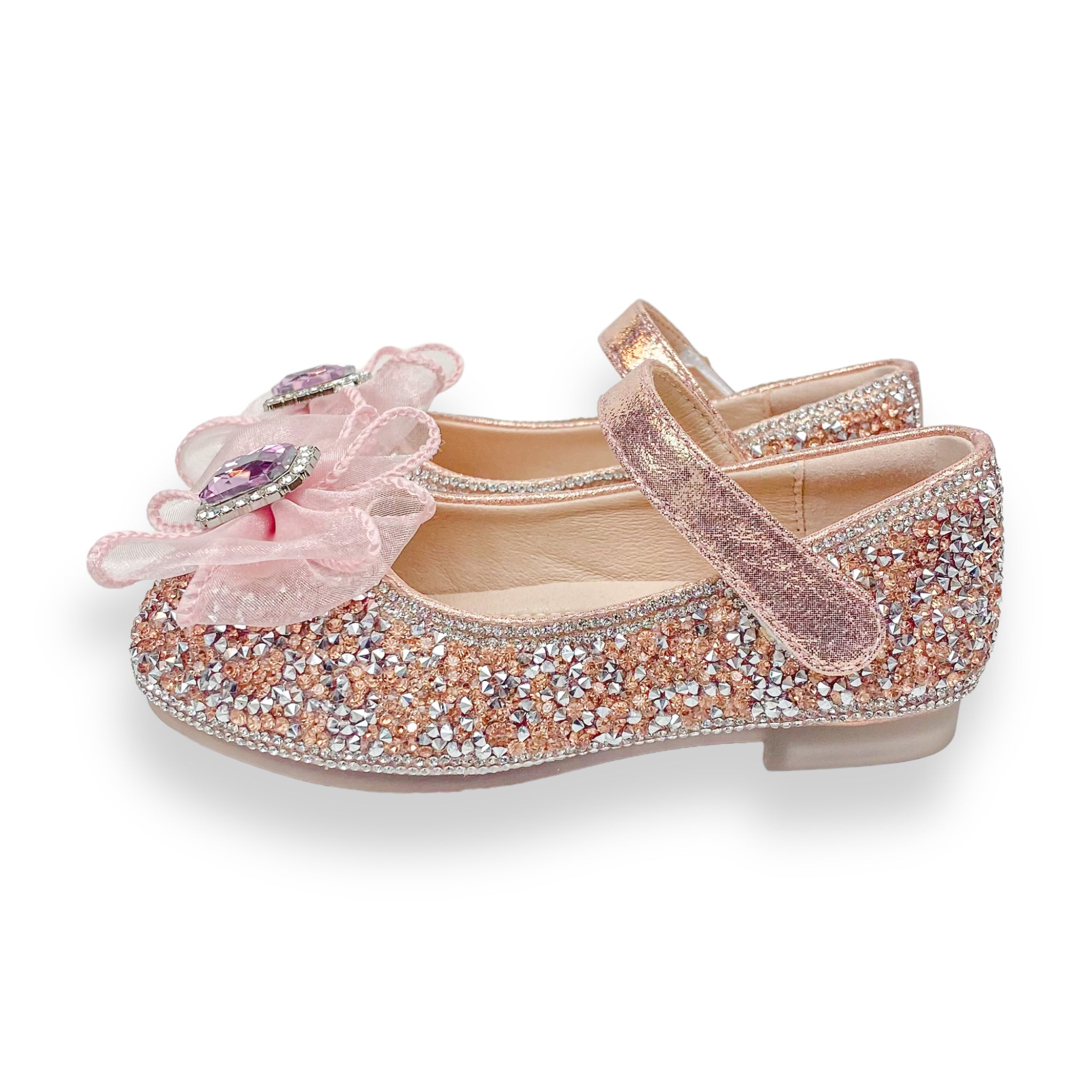 Glitter & Metal Stone Flat Shoes-Pink - doe a dear