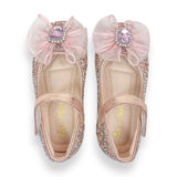 Glitter & Metal Stone Flat Shoes-Pink