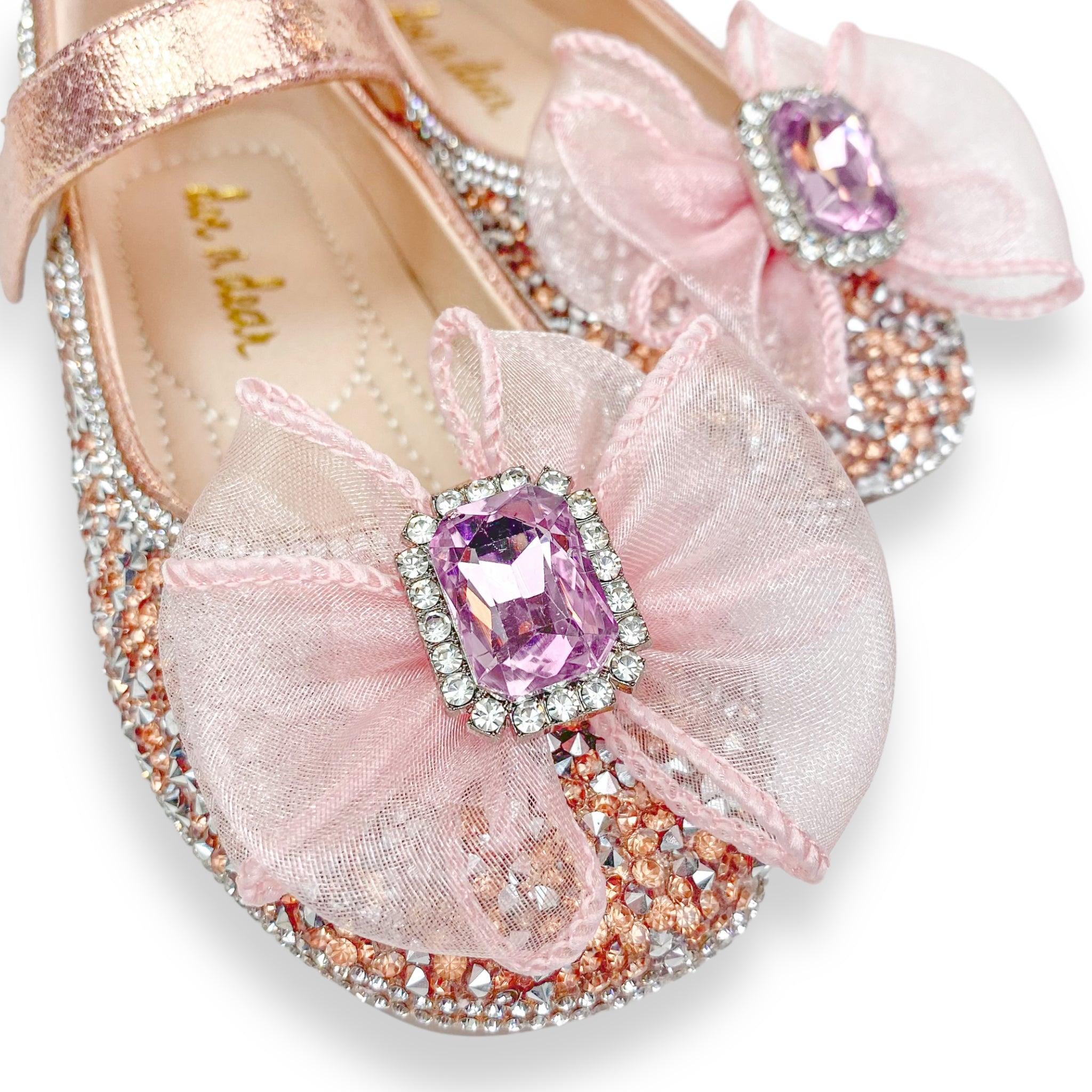 Glitter & Metal Stone Flat Shoes-Pink - doe a dear
