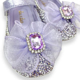 Glitter & Metal Stone Flat Shoes-Purple