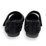 Bead Stone Flat Shoes -Black