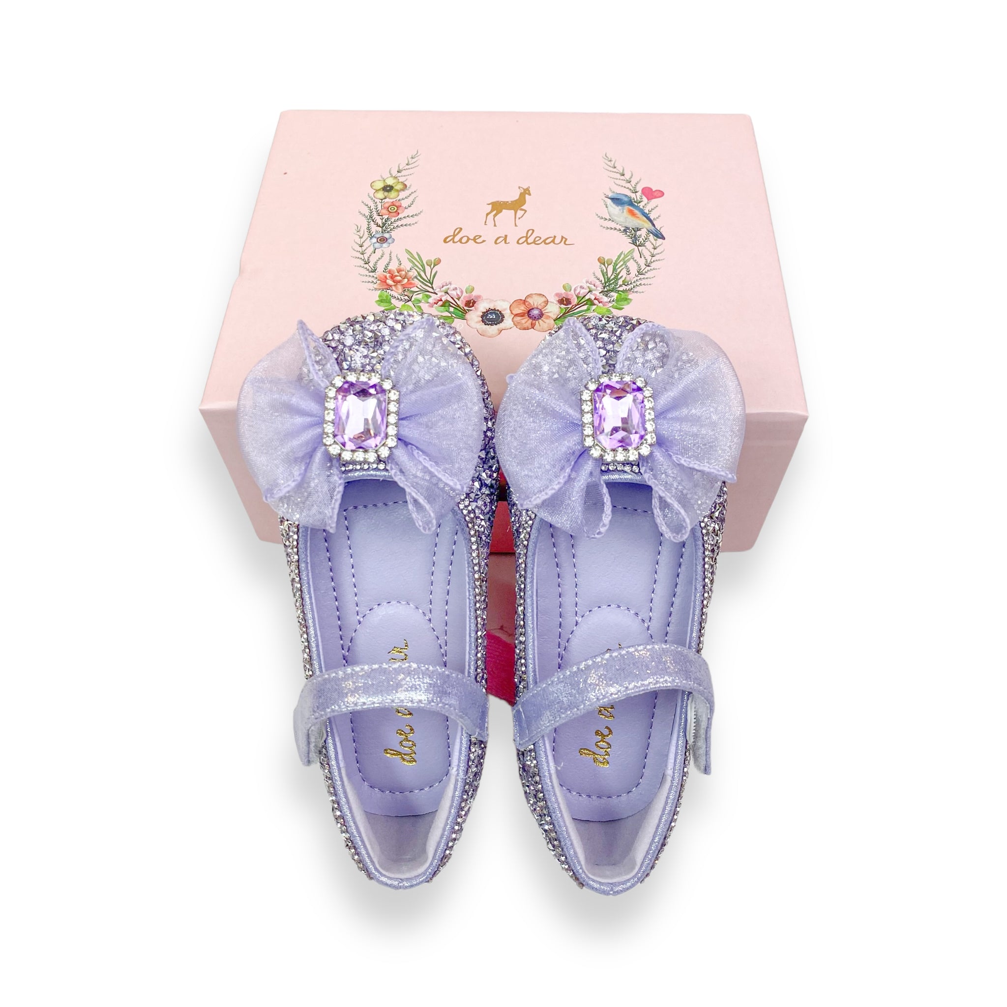 Glitter & Metal Stone Flat Shoes-Purple - doe a dear